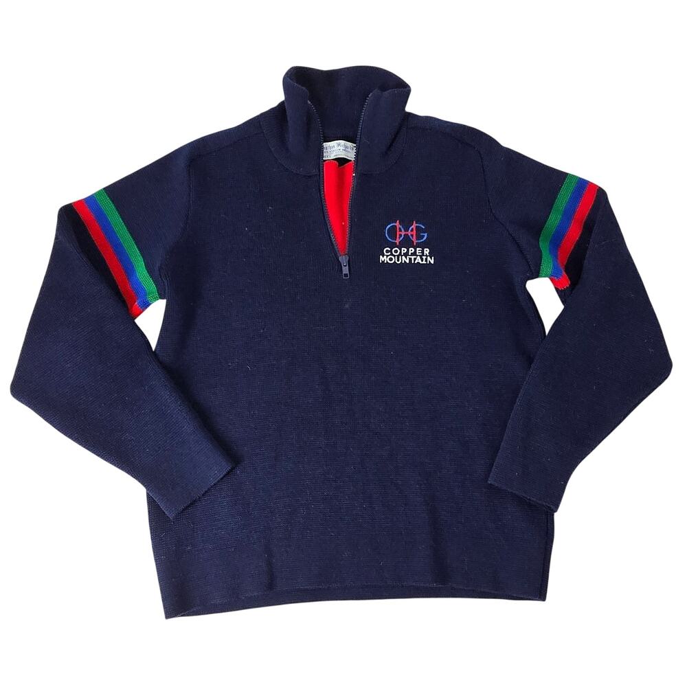 Vintage Jonathan Richards 100% Virgin Wool 1/4 Zip Pullover Sweater Mock Neck